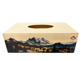 Holztaschentuchbox mit Bergmotiv - Modernes Design