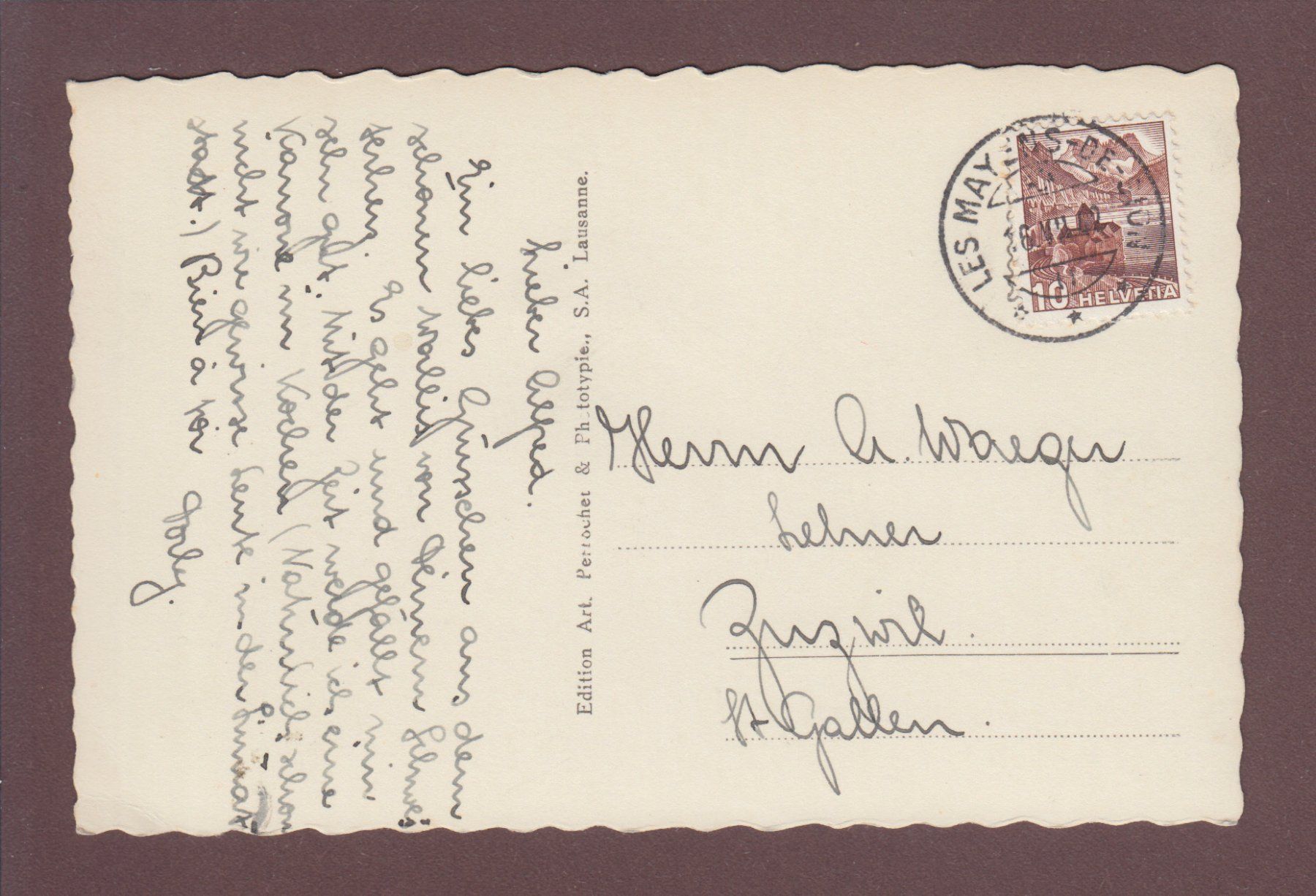 Cartoline postali: Pyramides d'EUSEIGNE - 1942 – Usato da Pully venduto da nicecards 1