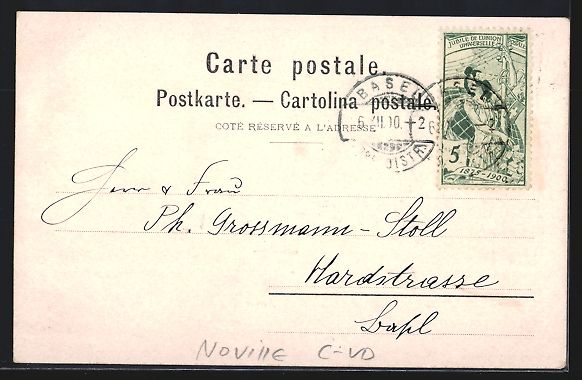 Cartoline postali: Noville, Ortsansicht mit Bergpanorama – Usato da Berlin venduto da bartko-reher 1