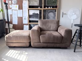 Sessel mit Hocker braun guter Zustand