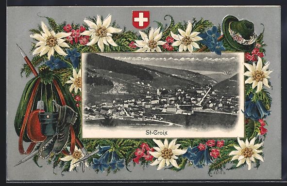 Ansichtskarten: Litho St-Croix, Ortsansicht, Wappen, Ede – Gebraucht aus Berlin von bartko-reher