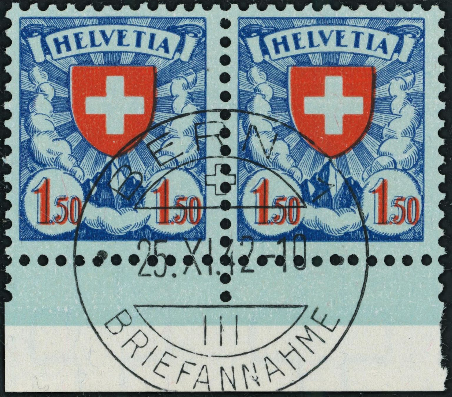 Insegne: 1940 - Wappenschild 1.50Fr. "y" - Abart – Usato da Schindellegi venduto da leecollect