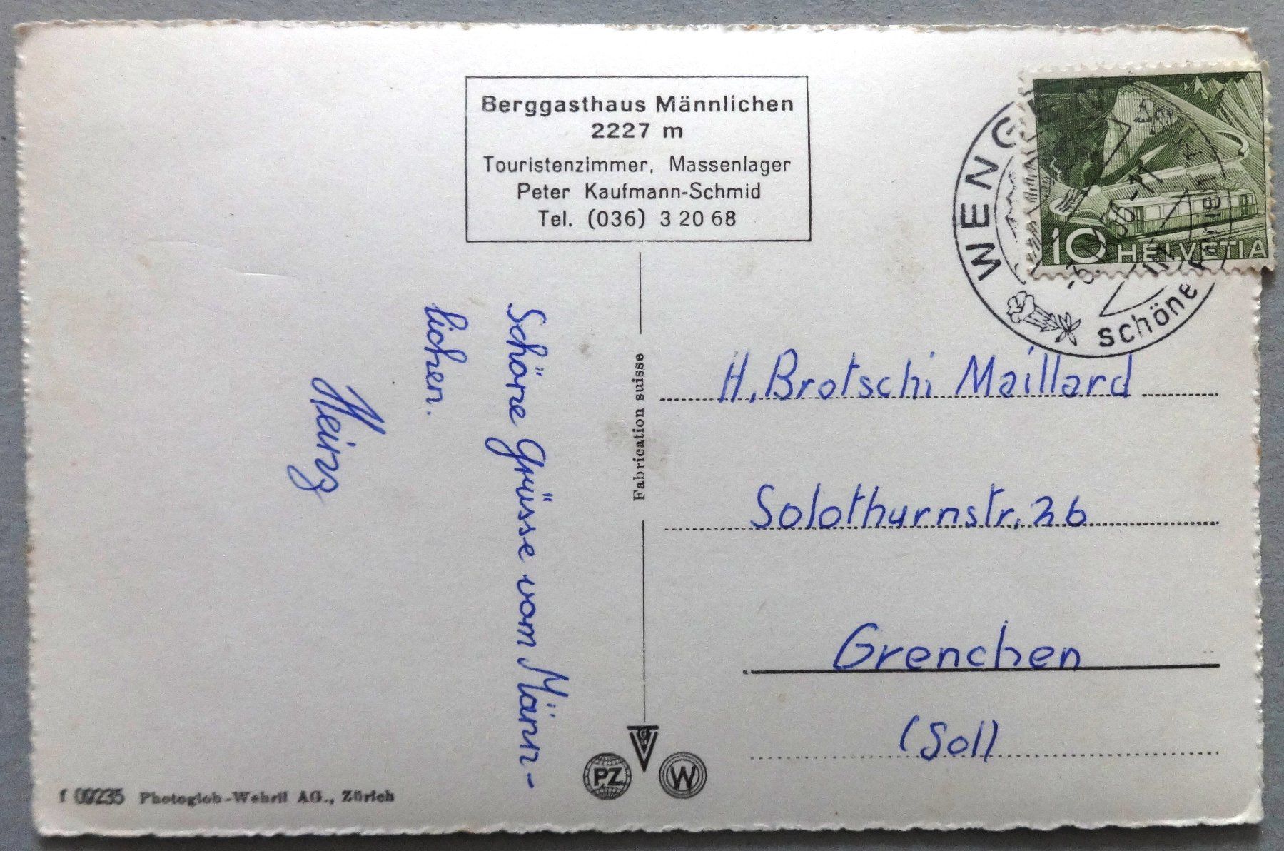 Cartoline postali: Berggasthaus Männlichen mit Silberhorn – Usato da Fétigny venduto da Billy2miny 1