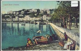 Lugano - Quai e Hotels - animee - Litho