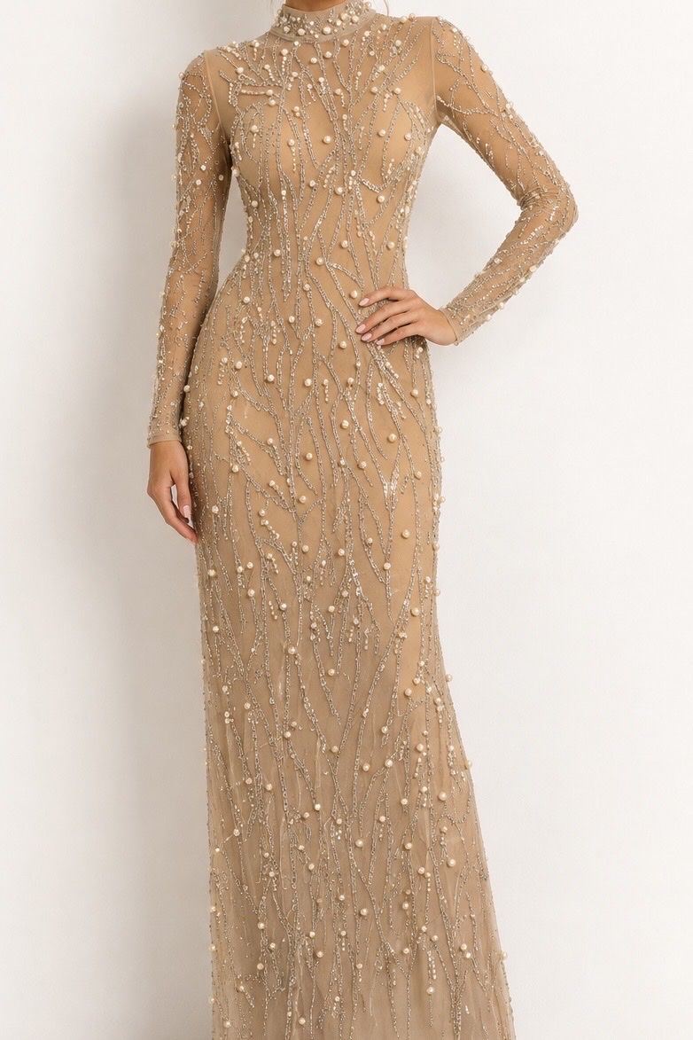 Vestiti: Abendkleid beige lang mit Perlenbesatz gebraucht – Nuovo (secondo la descrizione) da Uster venduto da nur_m2m7