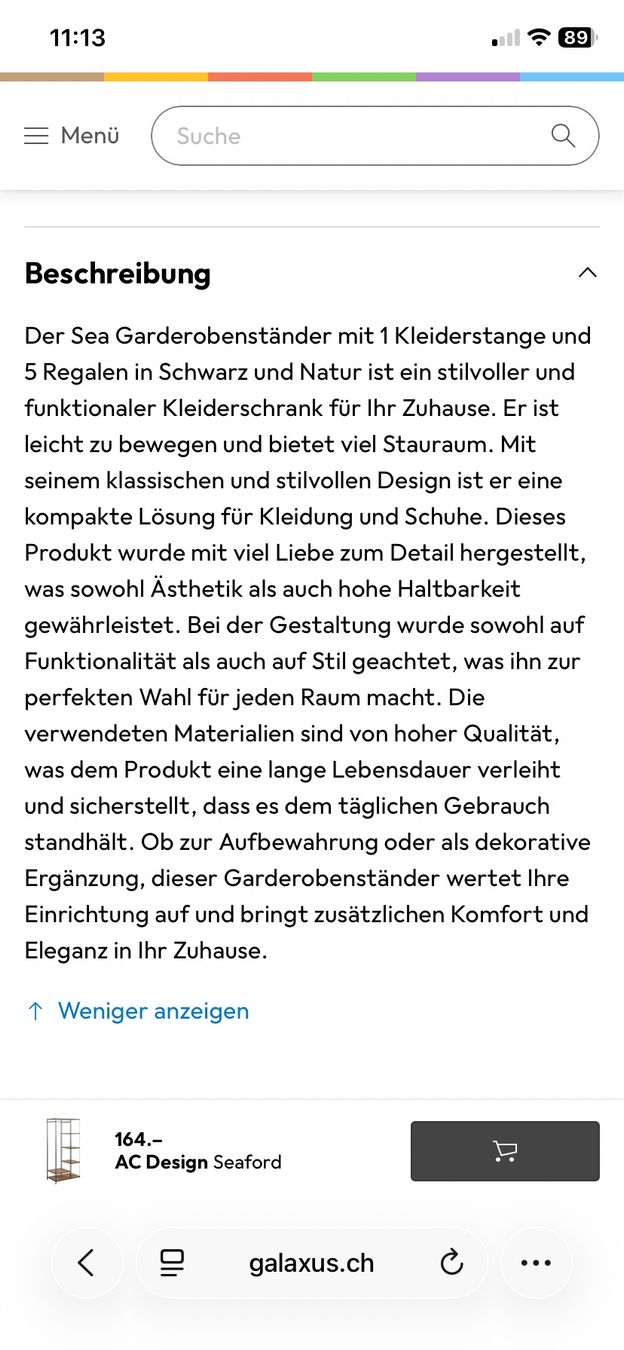 Guardaroba: Garderobenständer / Regal von Galaxus – Usato da Rickenbach b. Wil venduto da gue_w5wf 2
