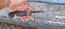 antike HANDSÄGE Stosssäge "ZÄHNE UMGEGEHRT"