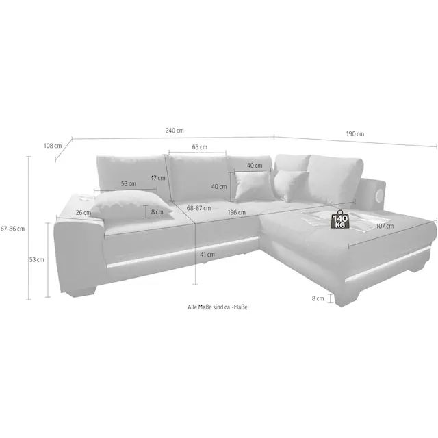Divani: Ecksofa mit LED und Bettfunktion + Bettkasten – Nuovo e nell'imballaggio originale da Sevelen venduto da Stopglobal. 1