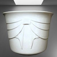 🌿Vintage Übertopf Weiss Schleifen Relief Keramik Blumentopf
