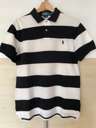 Polo Ralph Lauren Polo Shirt Black White Striped Large