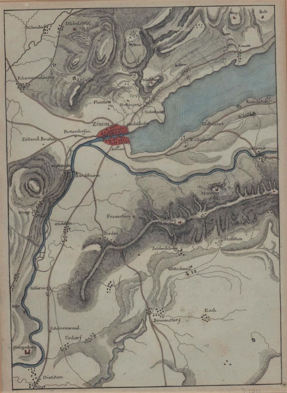 Cartine & Atlanti: Zürich Plan Kupferstich 1811 – Usato da Rafz venduto da Helvet32