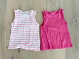 2 Achsel-Shirts Mädchen Gr. 110/116 pink und gestreift