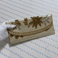 Clutch Satin Abendtäschchen perlenbestickt VINTAGE 1940s