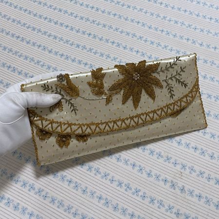 Clutch Satin Abendtäschchen perlenbestickt VINTAGE 1940s