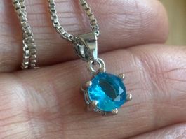 Luxus Elegante Zirkonia Kette Farbe :Silber/turkis