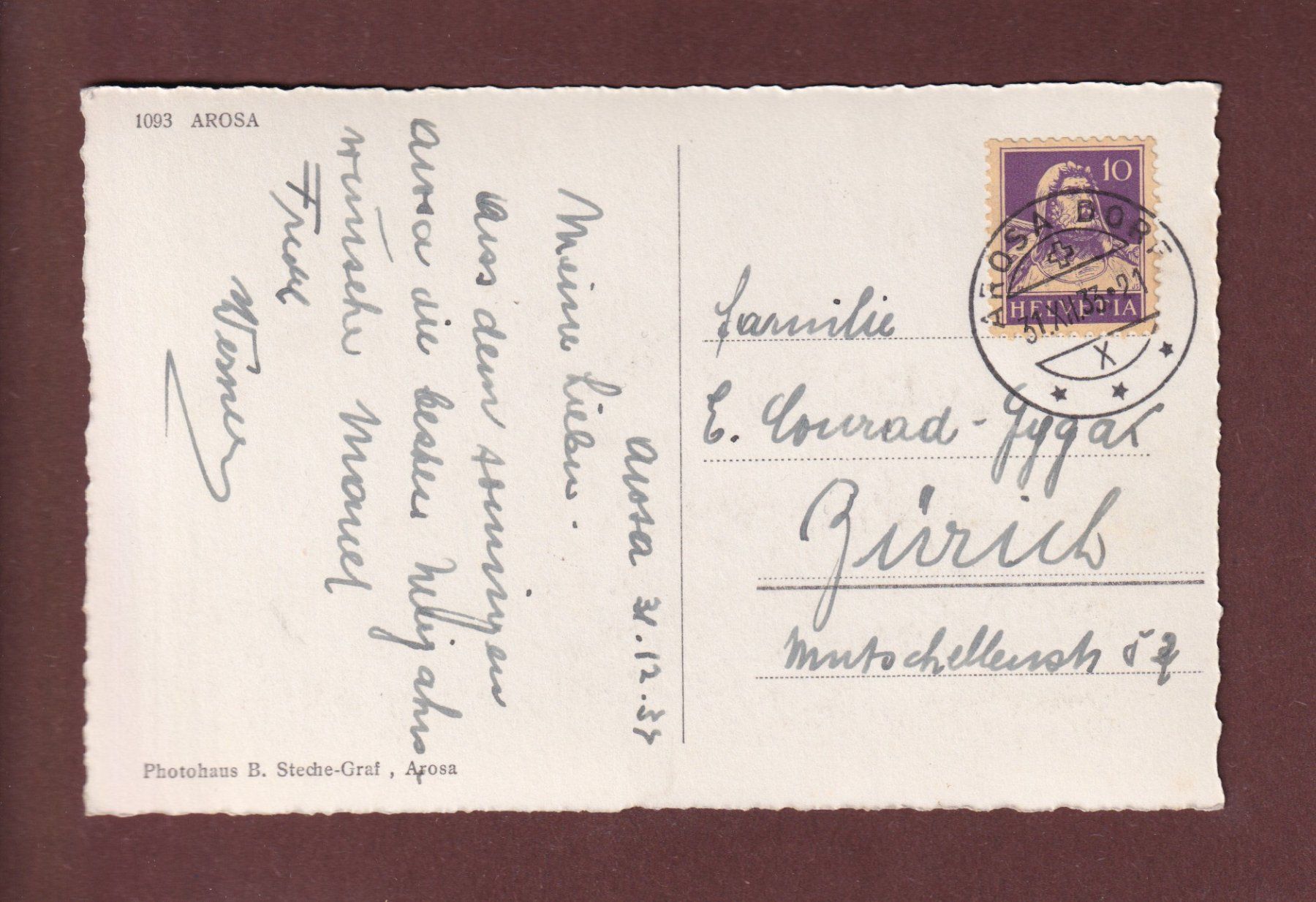 Cartoline postali: AROSA - Kirche - 1933 – Usato da Pully venduto da nicecards-shop 1