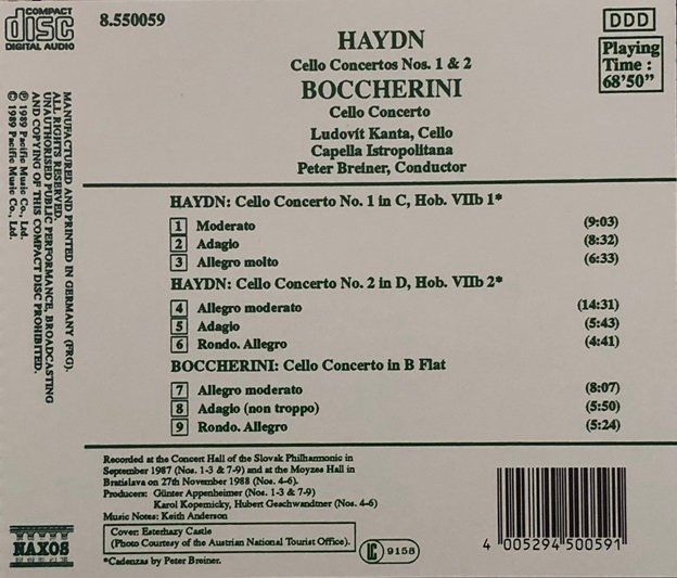 CD: Haydn / Boccherini - Cello-Konzerte – Usato da Grüningen venduto da azulamarillo 1