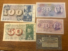 MÜNZENHÄNDLER: Set Banknoten Schweiz - 5 bis 100 Franken