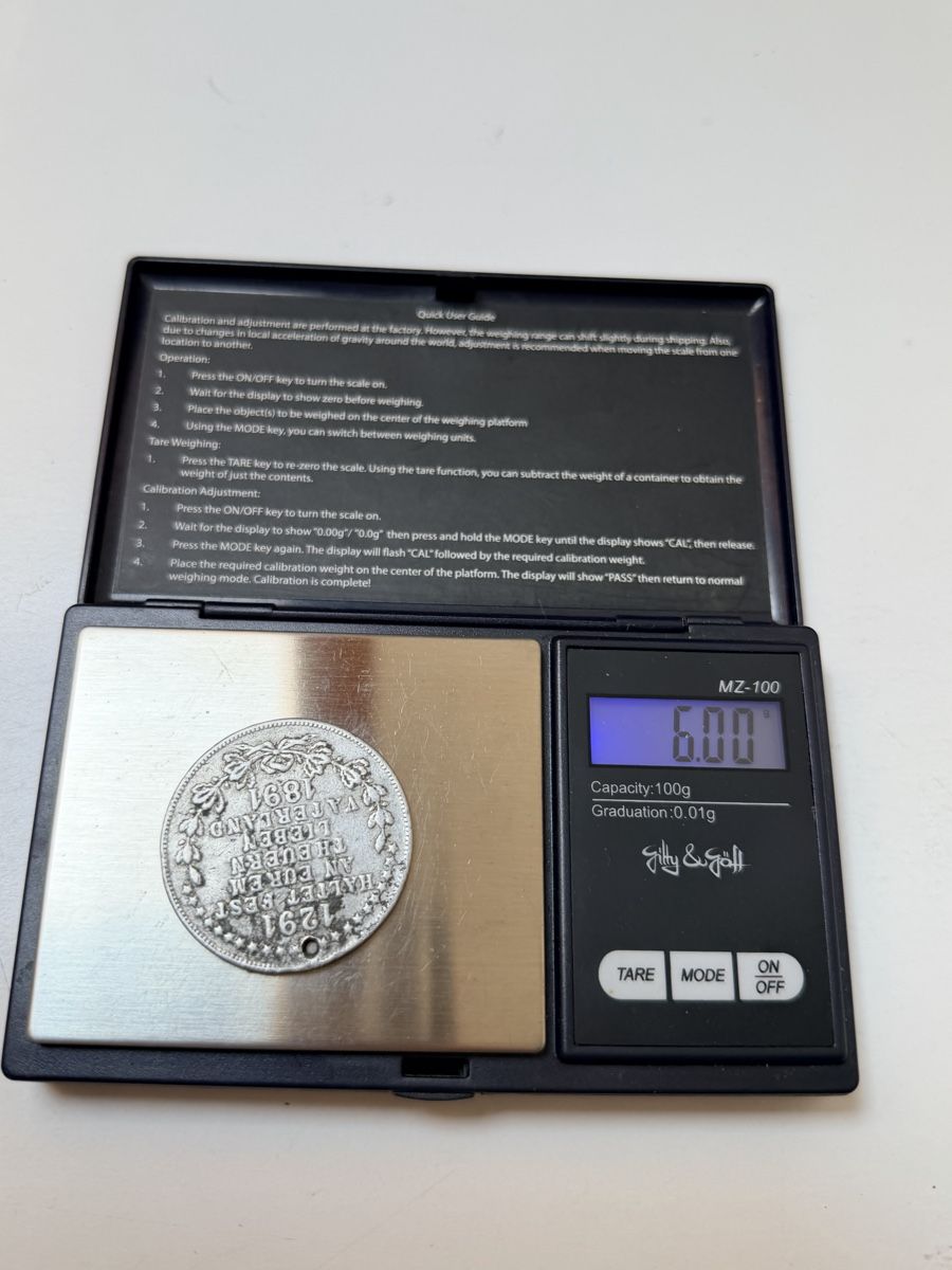 Tutti le monete: Médaille commémorative 1891, 6g, CHF – Usato da La Tour-de-Trème venduto da Ahamaya 2