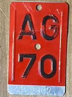 AG 70 - VELONUMMER - FAHRRADSCHILD - PLAQUE DE VELO - AG 70