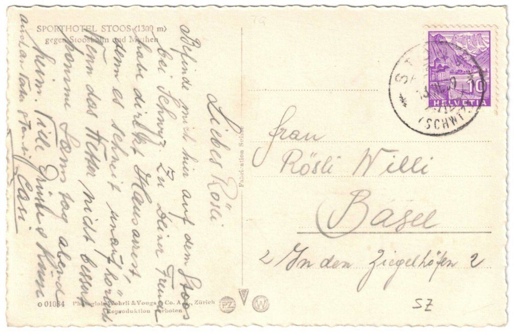 Cartoline postali: Stoos mit Mythen +  Standseilbahn – Usato da Binningen venduto da Mountainrider 1