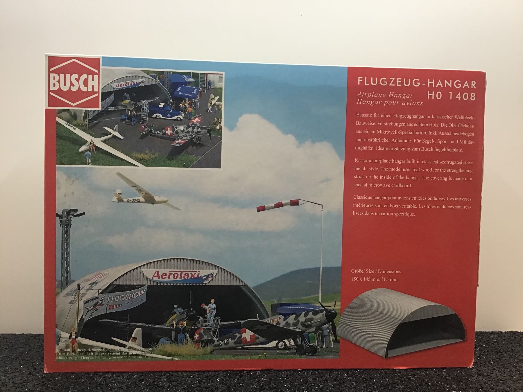 Busch Kit di modellismo & Modellini statici: BUSCH FLUGZEUG-HANGAR H0 1408 – Usato da Männedorf venduto da Modell-Spezialisten 1