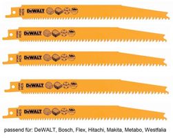 Dewalt 5x Säbelsägeblatt HCS Holz 203mm