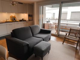 Sofa Bed dark grey - 210x100 with matching footstool