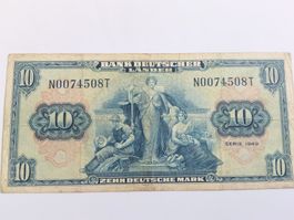 10 Deutsche Mark BANK DEUTSCHER LÄNDER 1949, rar