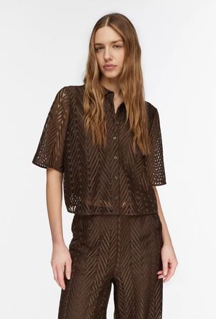 Bluse Comma Lochmuster braun neuwertig!