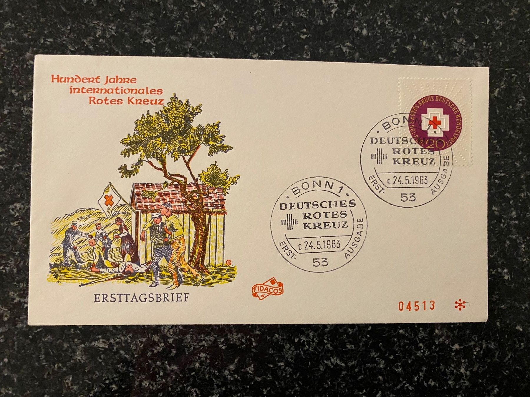 Tutti i francobolli: Ersttagsbrief,  Bonn 1963, Rotes Kreuz – Usato da Bätterkinden venduto da Albera