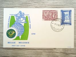 TR66 Enveloppe + Timbre Belgique 1958