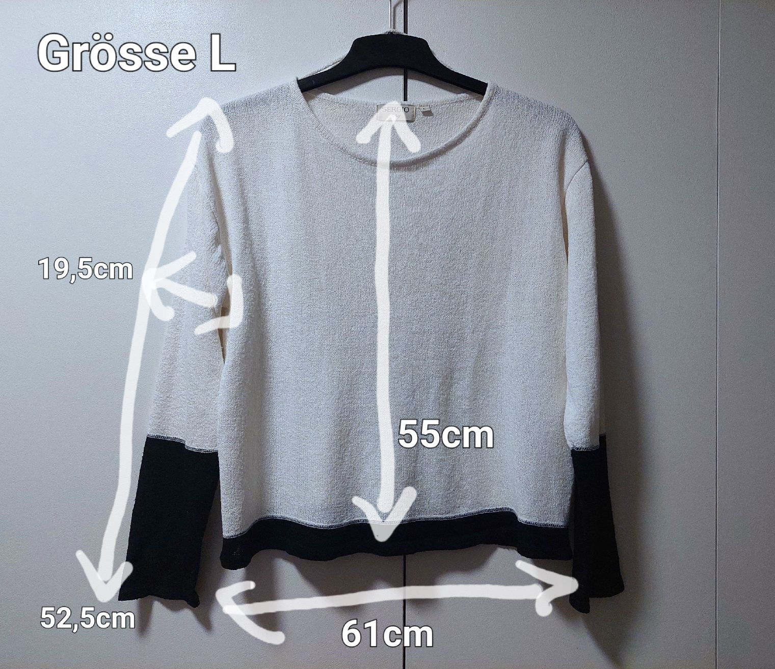 Maglioni & Felpe: Sergio City Feinstrick-Damenpullover, Weiß/Schwarz, Gr. L – Usato da Ostermundigen venduto da BagsAndMore 1