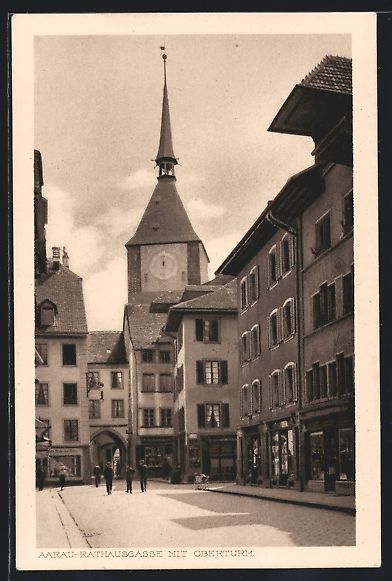 Cartoline postali: Aarau, Strasse Rathausgasse mit Geschäf – Usato da Berlin venduto da bartko-reher