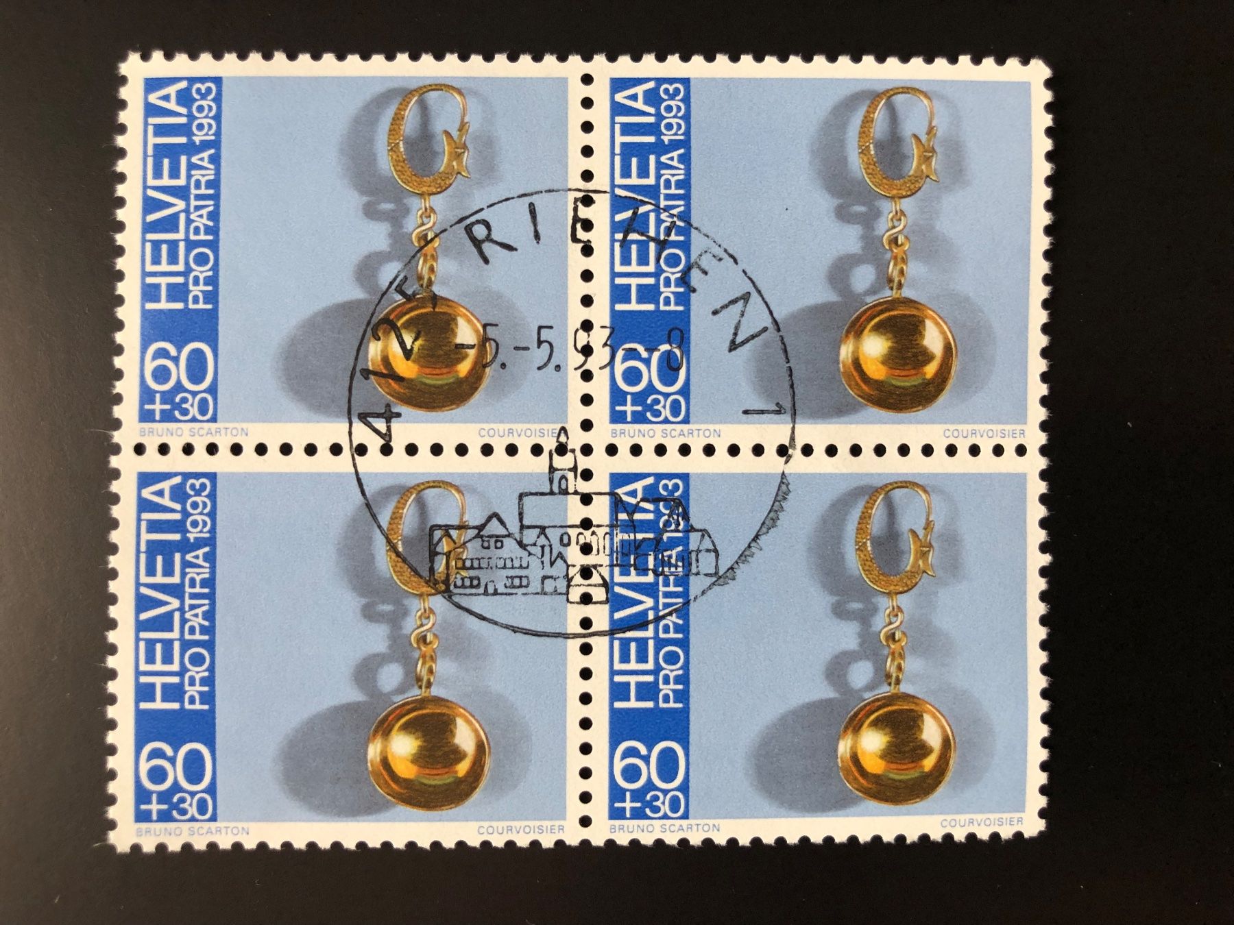 Tutti i francobolli: PP1993 - bloc 4 oblitérés 1er jour Riehen – Usato da Bulle venduto da Claude1630 1
