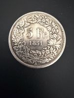 Silber Fünflieber Schweiz 1851 ALP