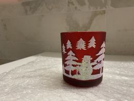 Festive Christmas Candle Holder Red