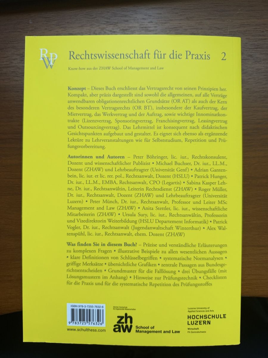 Libri: Prinzipien des Vertragsrechts, 4. Auflage – Usato da Ittigen venduto da sim_s229 1