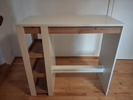 Bartisch weiss mit Holzregal guter Zustand