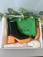 Bottega Veneta Chelsea Boots – Noir / Orange – Taille 37