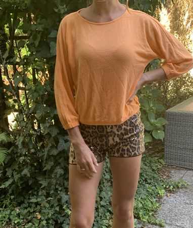 Maglione cotone arancione maniche a tre quarti tg M/L