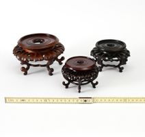 3 chinesische Holzstände m. Füssen für Vasen #6, ex Sammlung