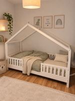 Kinderbett Hausbett weiss Holz gebraucht guter Zustand