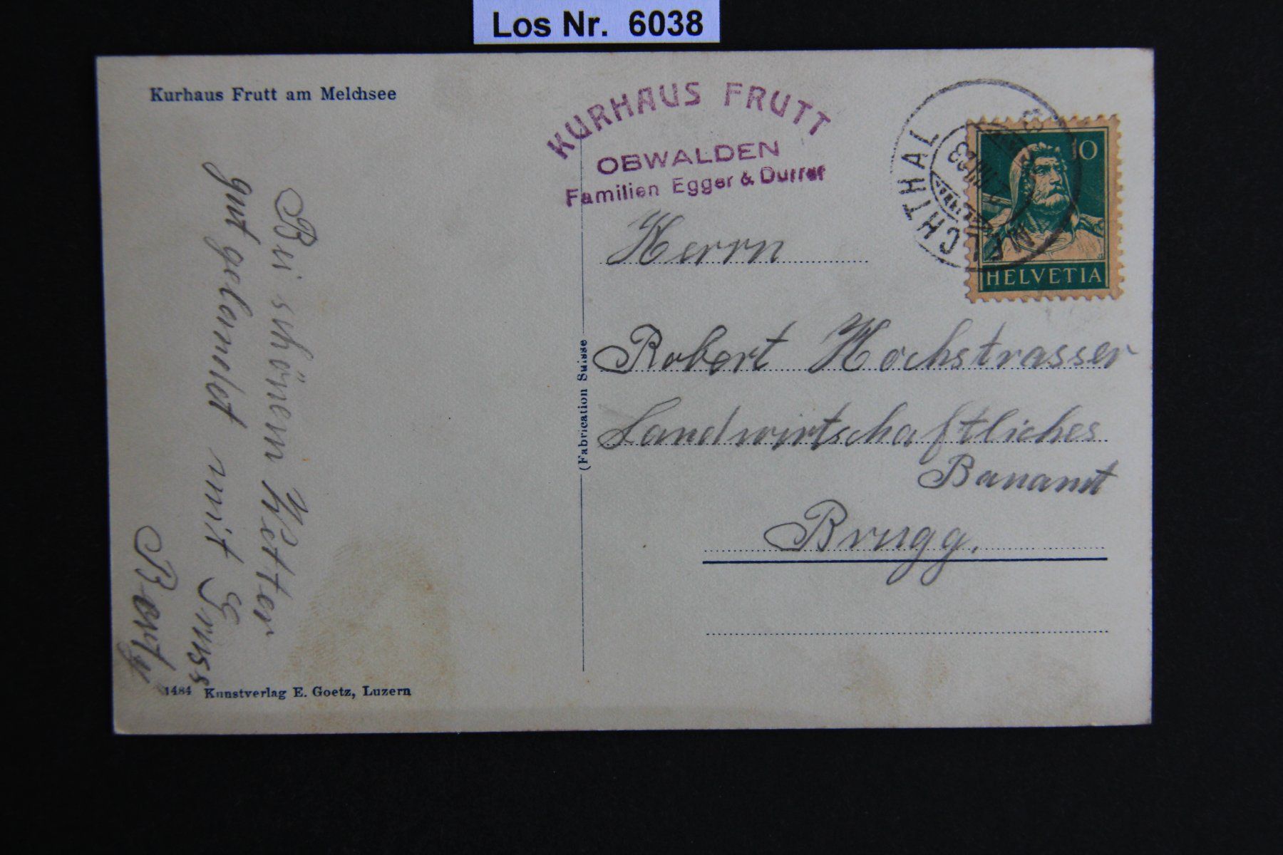 Cartoline postali: Ansichtskarte Kurhaus Frutt am Melchsee             Los 6038 – Usato da Volken venduto da jukon65 1