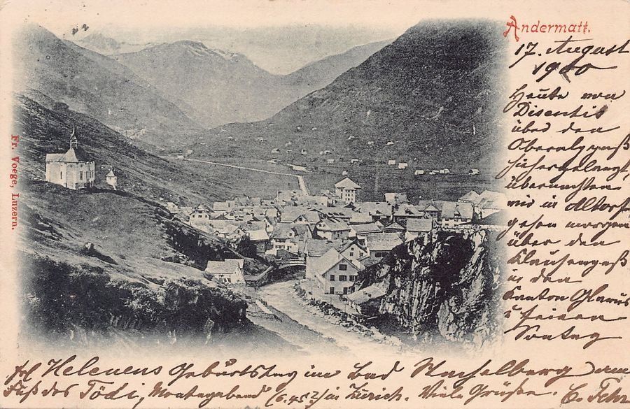 Ansichtskarten: Andermatt, gelaufen 1900 – Gebraucht aus Frauenfeld von POML
