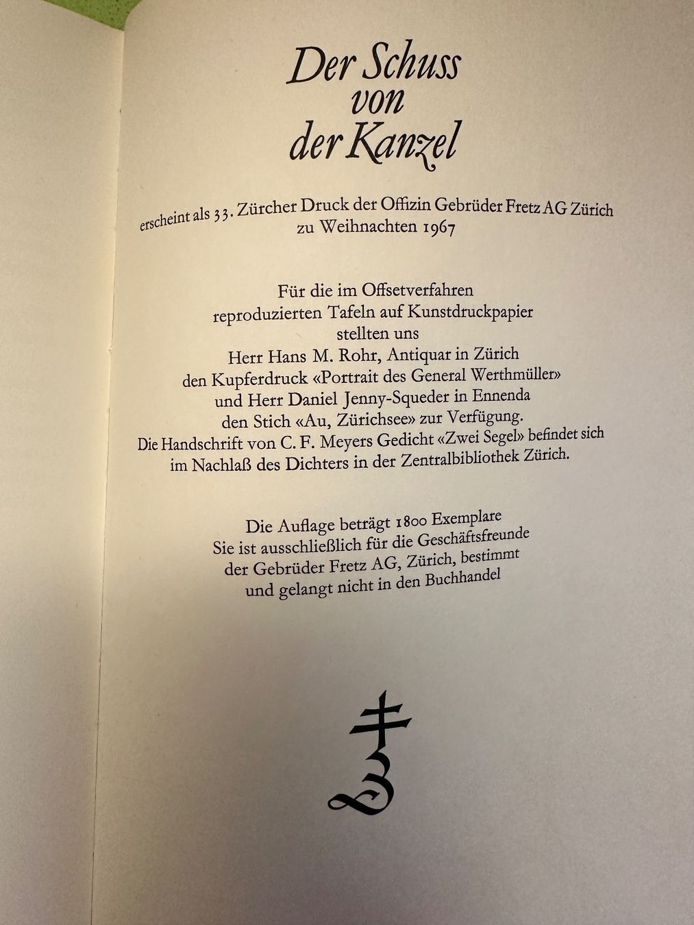 Bücher: Conrad Ferdinand Meyer: Der Schuss auf die Kanzel – Gebraucht aus Zürich von allp 7