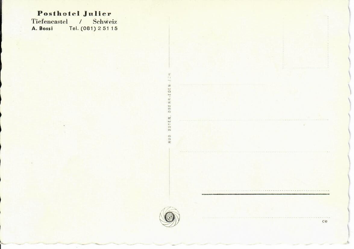 Cartoline postali: Tiefencastel, Posthotel Julier – Usato da Hochdorf venduto da Ziegel-16 1