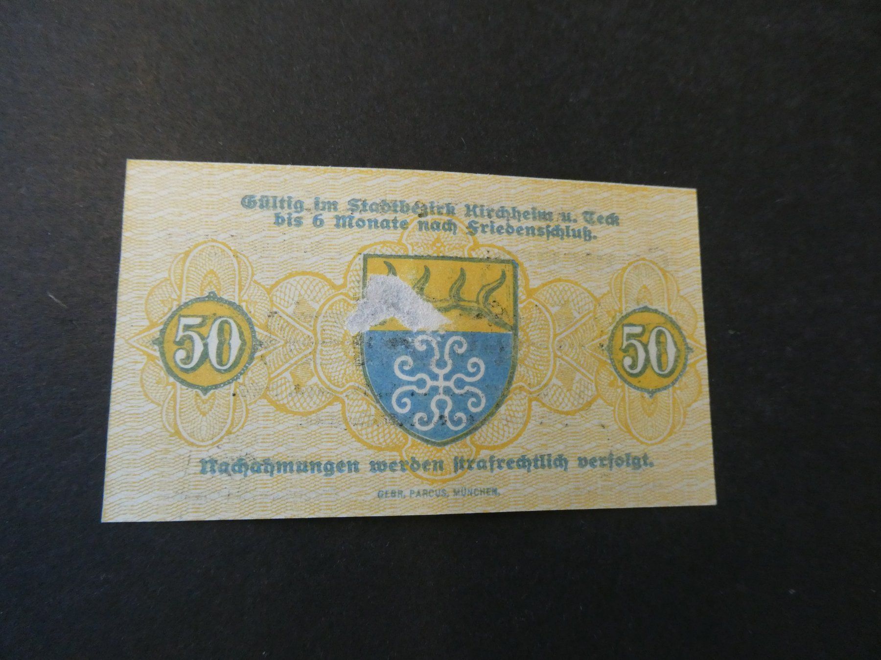 Banconote: Dt. Reich,  Kirchheim - Notgeldschein – Usato da Hinterforst venduto da rohusri 1