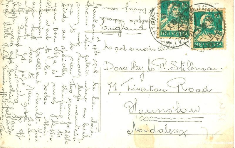 Cartoline postali: Montana + 1928 – Usato da Emmenbrücke venduto da teestube 1