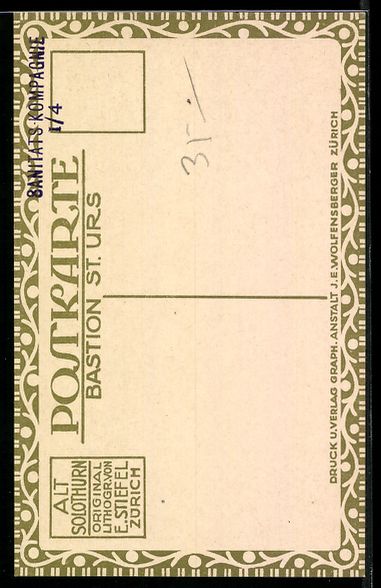 Cartes postales: Lithographie Solothurn, Bastion St. Urs – D'occasion à Berlin par bartko-reher 1